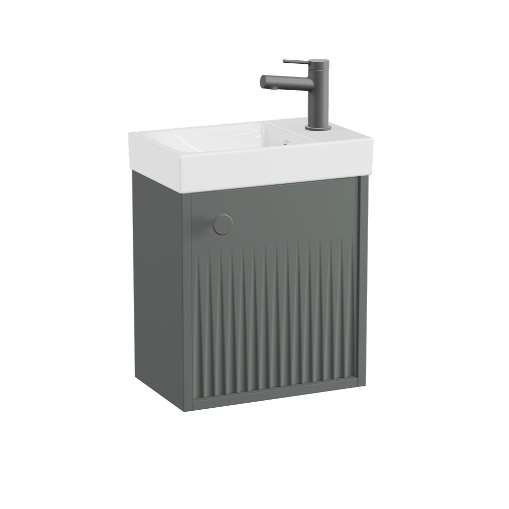 Vado Safari Fluted 400mm Charcoal Grey Wall Hung Cloakroom Vanity Unit & Ceramic Basin
