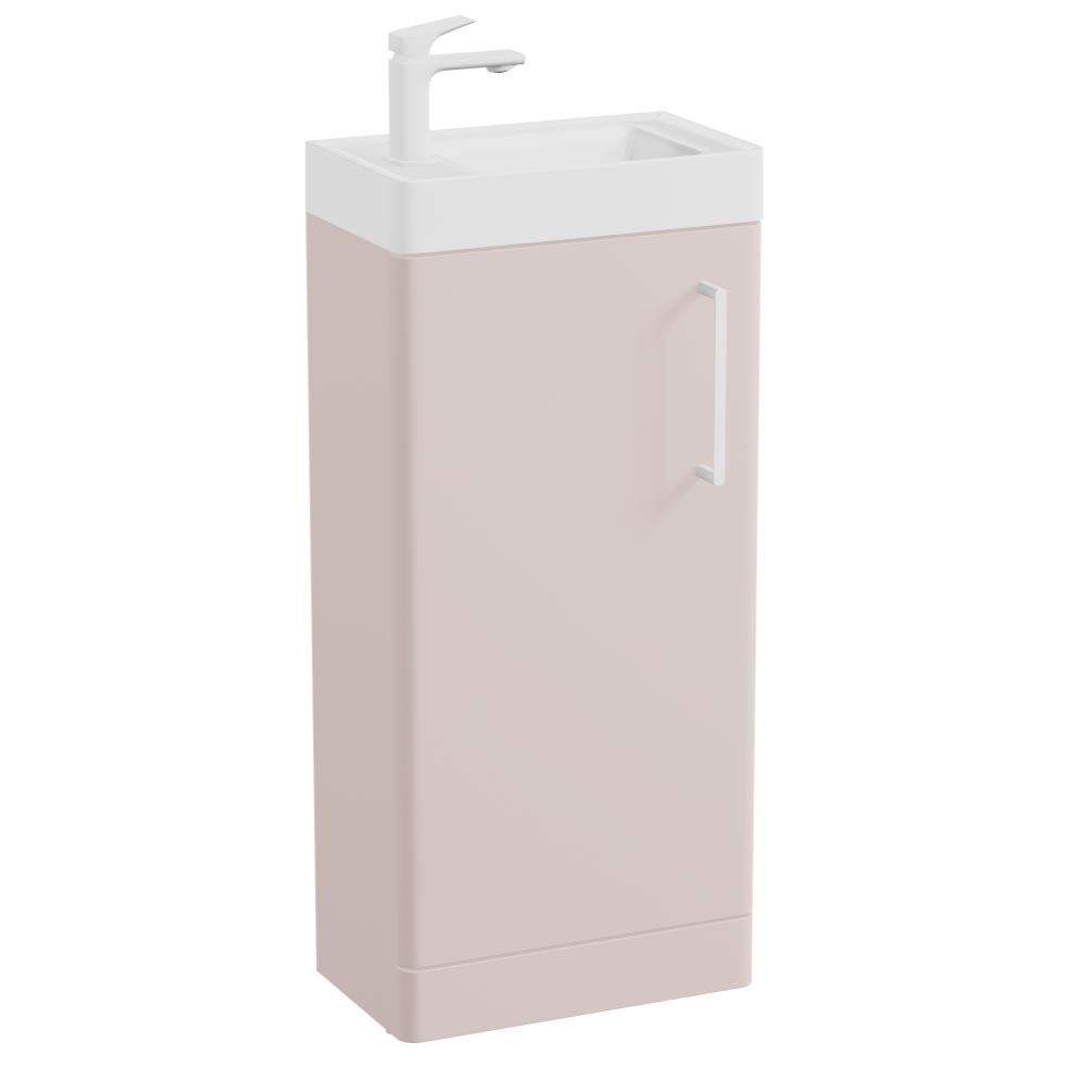 Vado Cameo Pink Clay 400mm Floorstanding Vanity Unit & Arctic White Basin - Left Hand