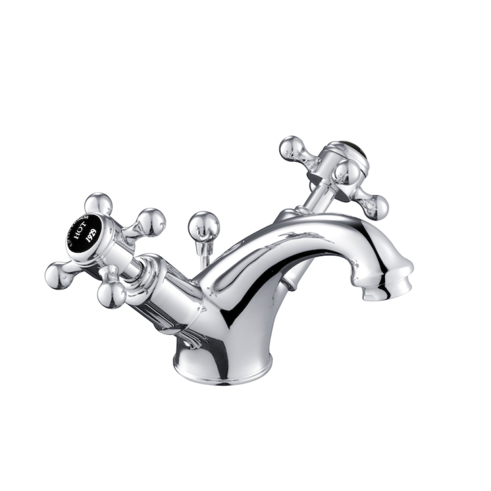 Photo of JTP Grosvenor Cross Chrome Mono Basin Mixer with Pop Up Waste - Black Indices