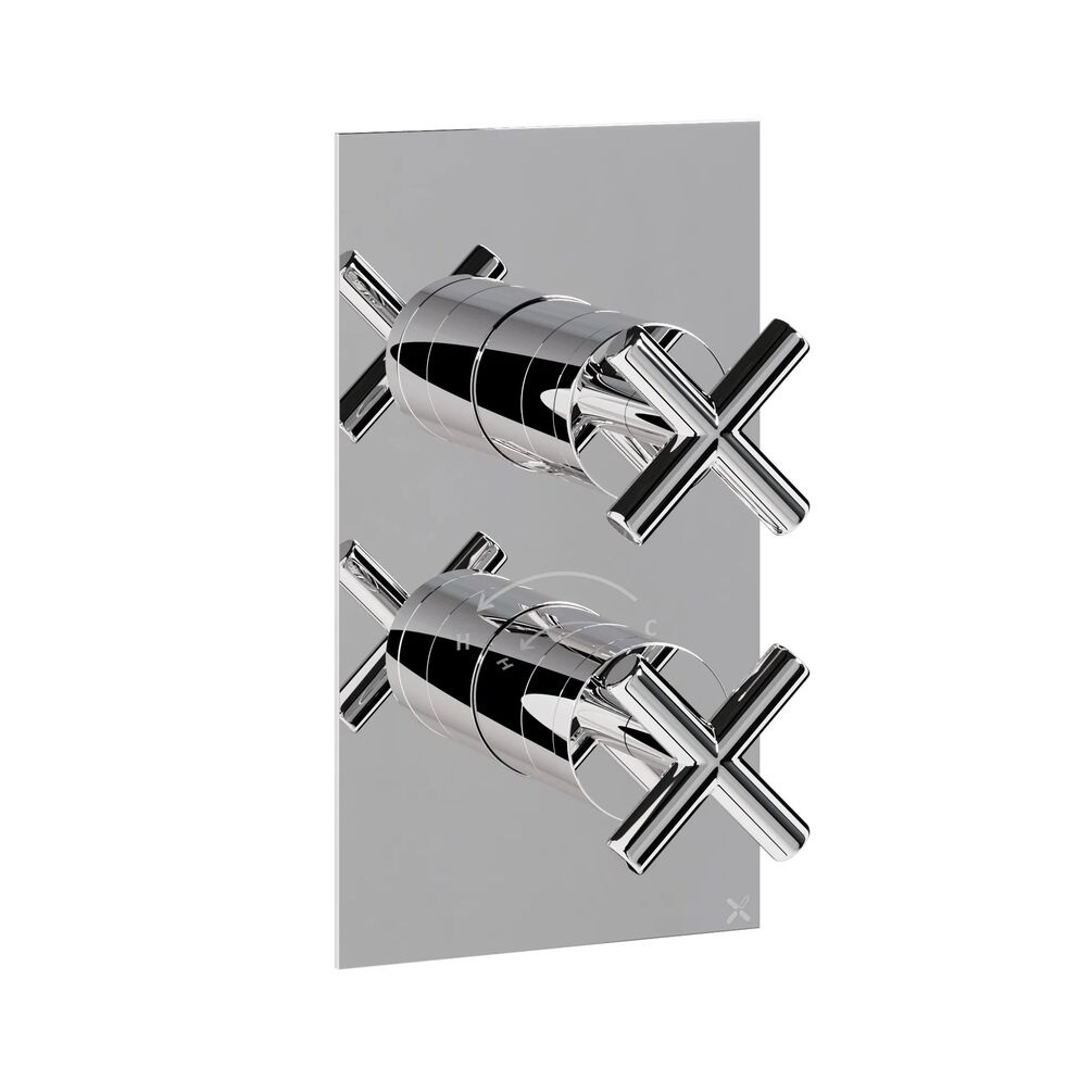 Crosswater MPRO Crosshead Chrome Thermostatic 1 Outlet 2 Handle Shower Valve