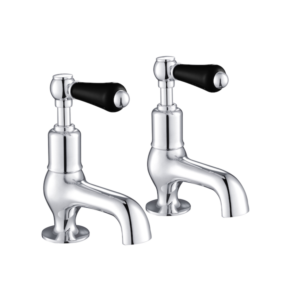Photo of JTP Grosvenor Lever Chrome Cloakroom Basin Taps - Black Lever Cutout