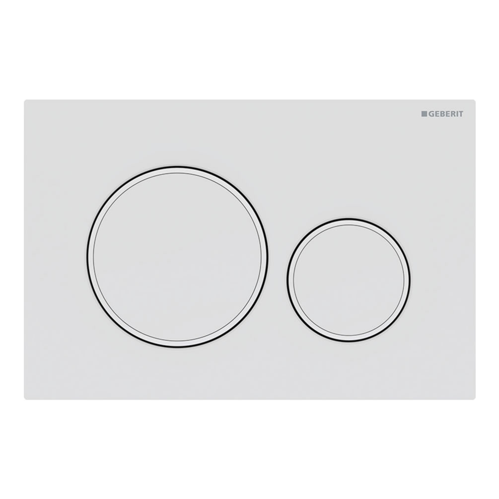 Cutout image of Geberit Sigma20 Round Matt White / Gloss Chrome Dual Flush Plate