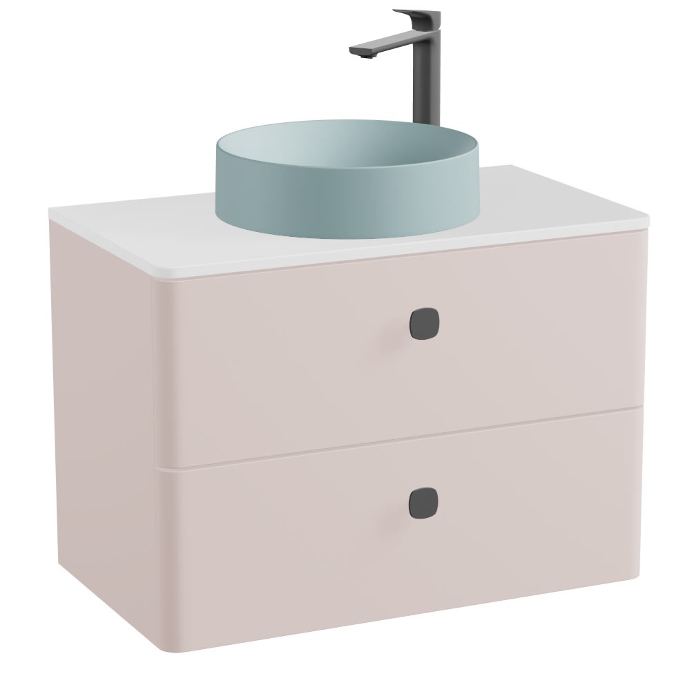 Vado Cameo 800mm Arctic White Wall Hung 2 Drawer Vanity Unit, Gloss Worktop & Cove Basin