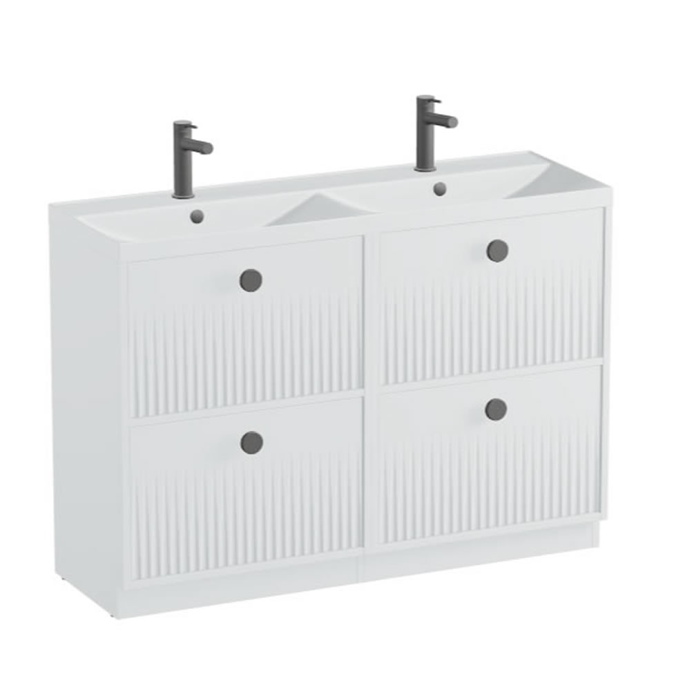 Vado Safari Fluted 1200mm Arctic White Floorstanding Vanity Unit & Mineral Basin
