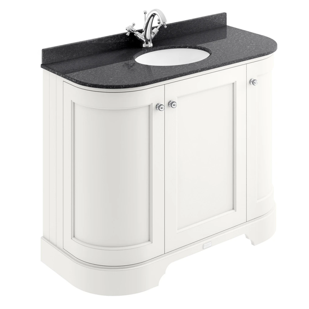 Photo of Bayswater Pointing White 1000mm 3 Door Curved Unit & Worktop with Black 1TH