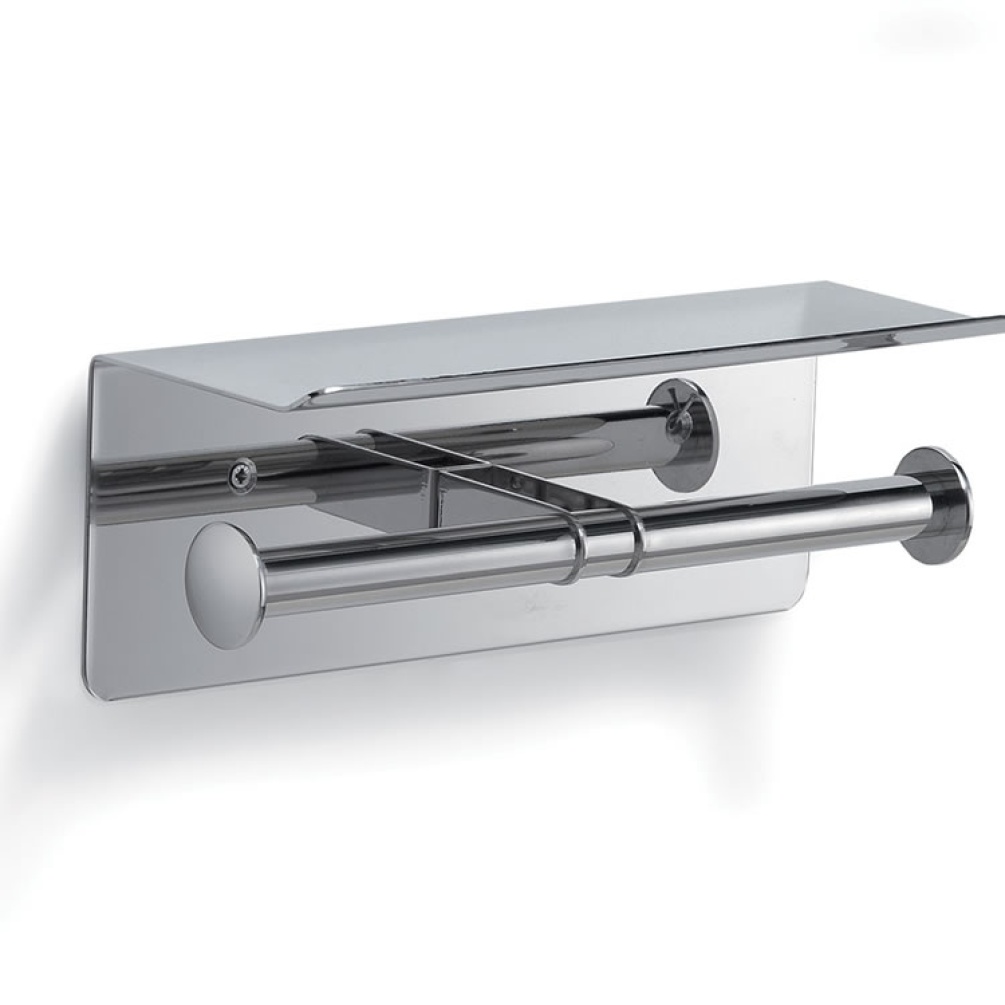 Cutout image of Origins Living Gedy G Pro Double Toilet Roll Holder with Shelf.