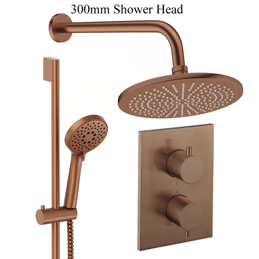 Cutout image of Crosswater Crossbox Brushed Bronze Dual Outlet Slide Rail Shower Set