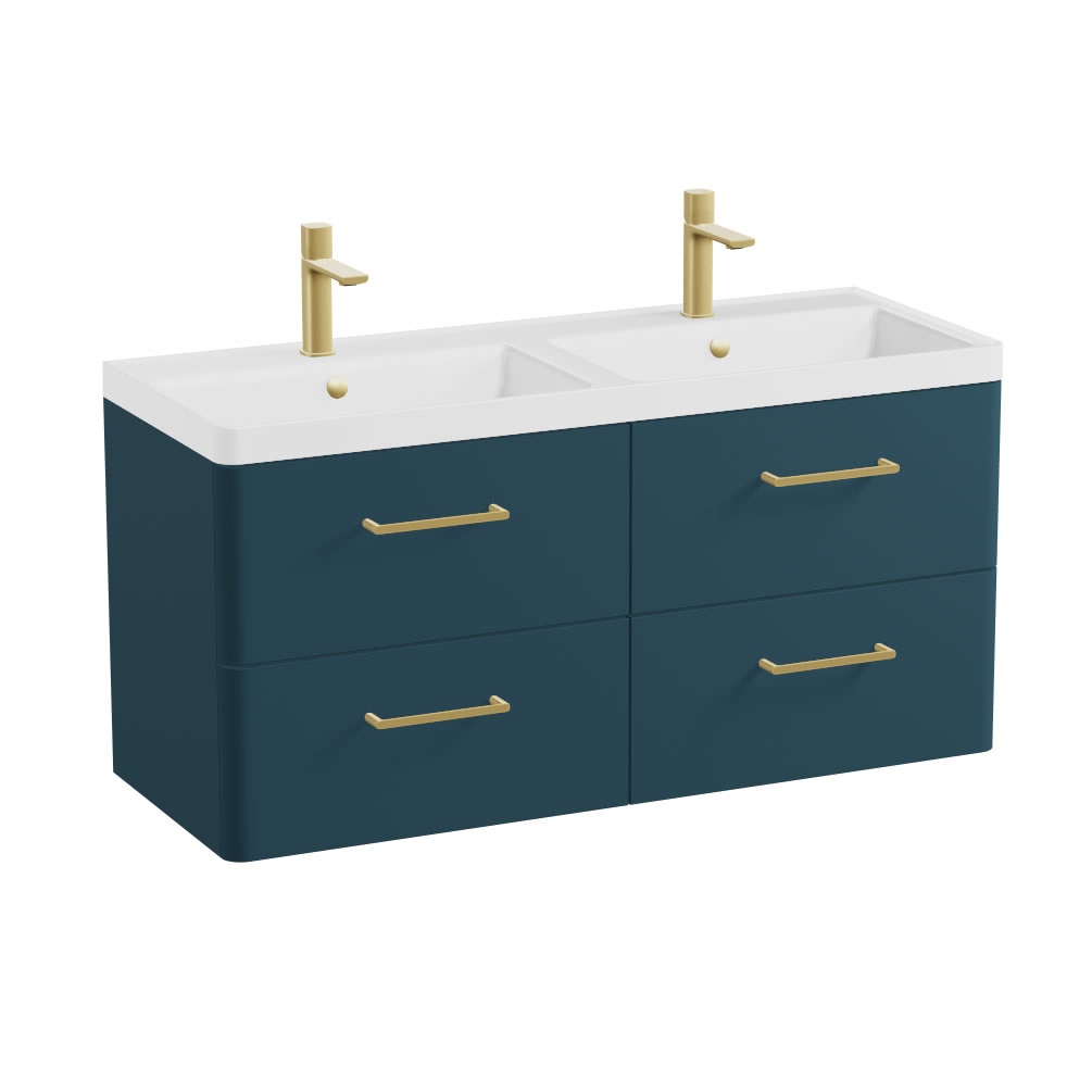 Vado Cameo 1200mm Atlantic Blue Wall Mounted Vanity Unit & Arctic White Basin
