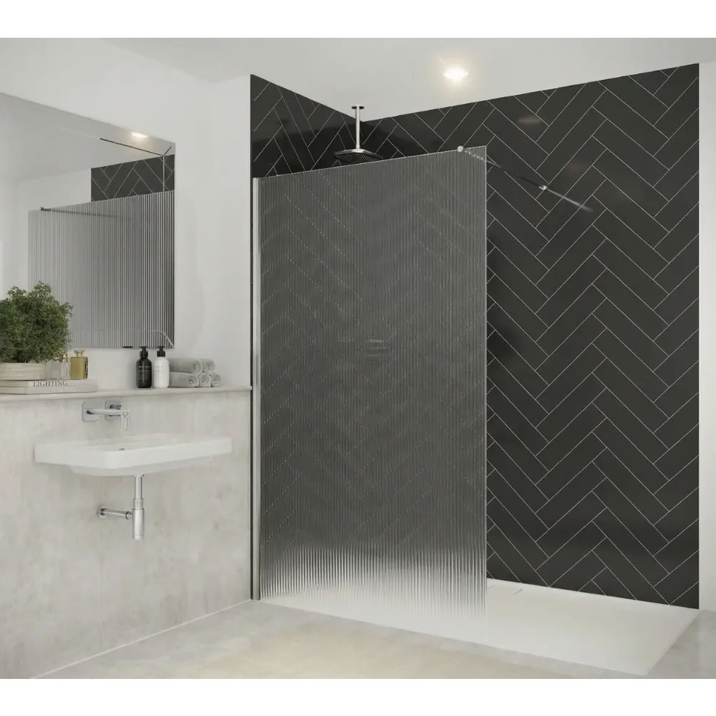 Lifestyle image of Merlyn Chrome 900mm Fluted Wetroom Screen