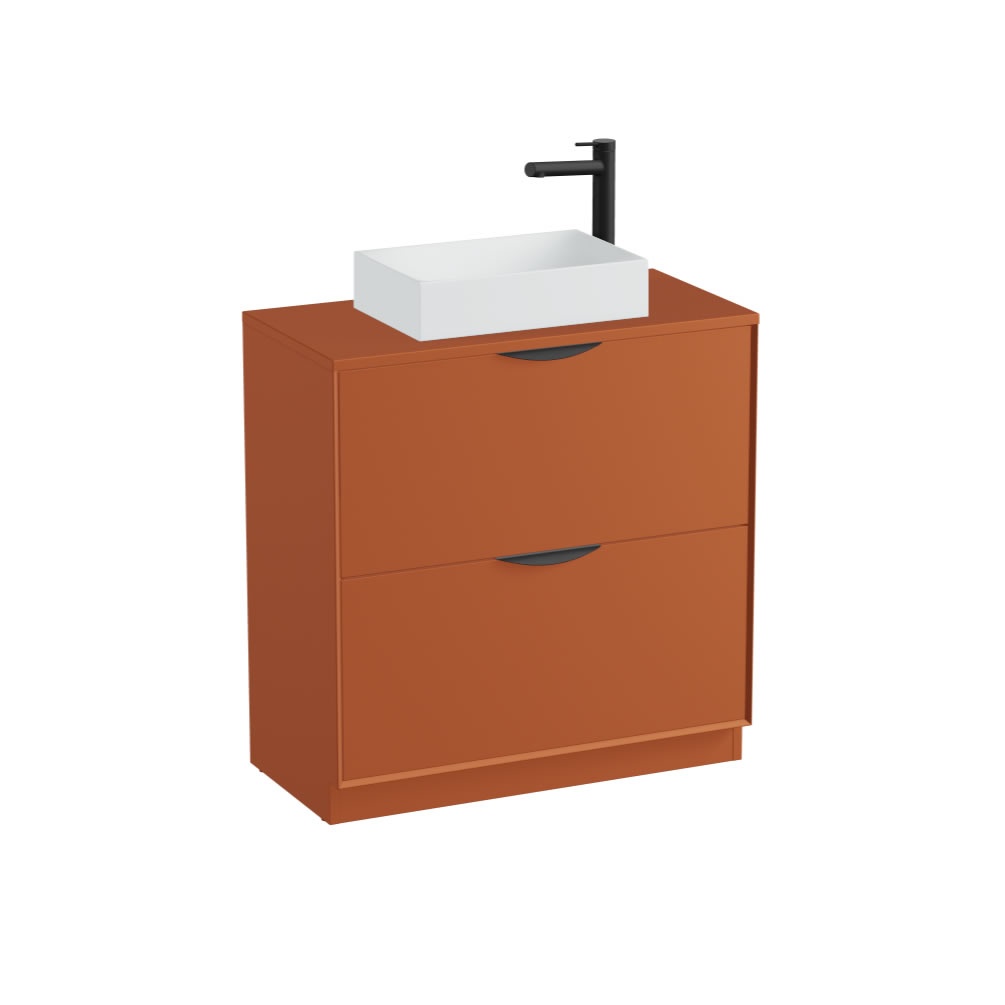 Vado Safari Smooth 800mm Terracotta Floorstanding Vanity Unit & Worktop