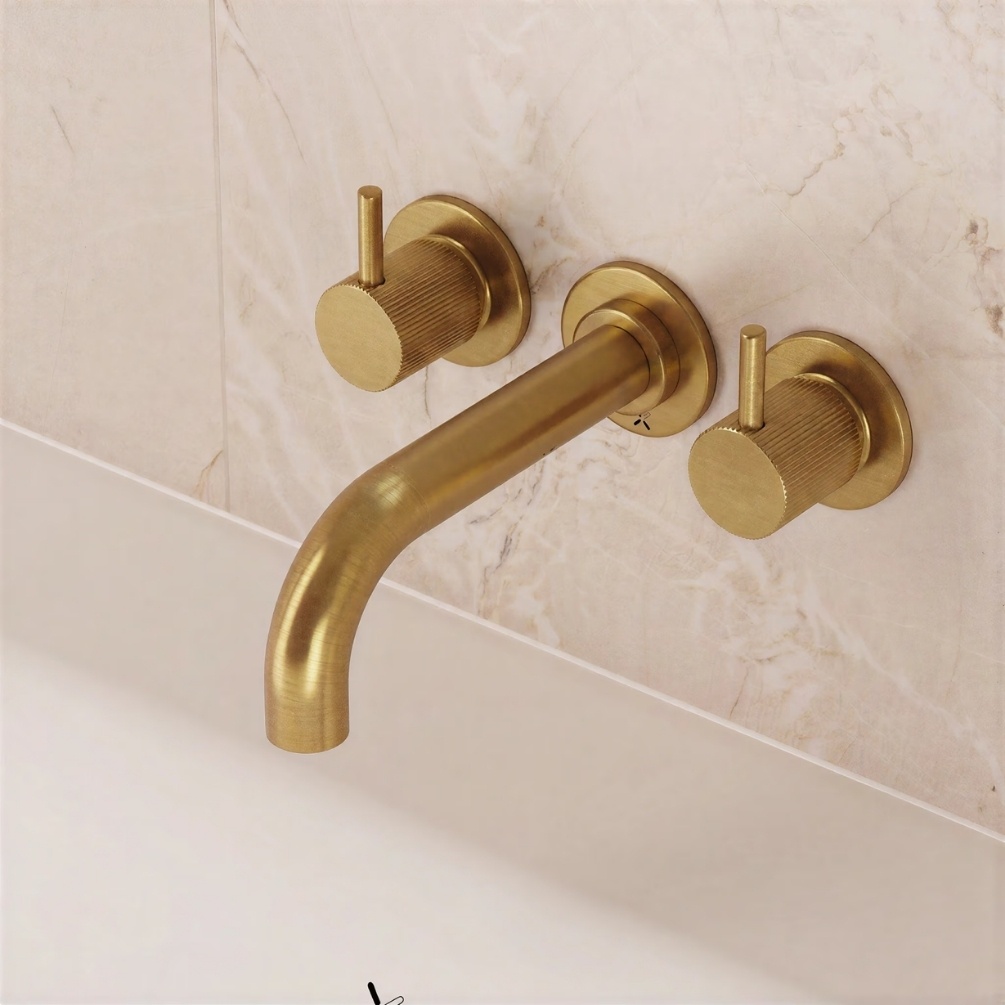 Crosswater MPRO Flute Brushed Brass Wall Mounted Bath Mixer Tap Lifestyle