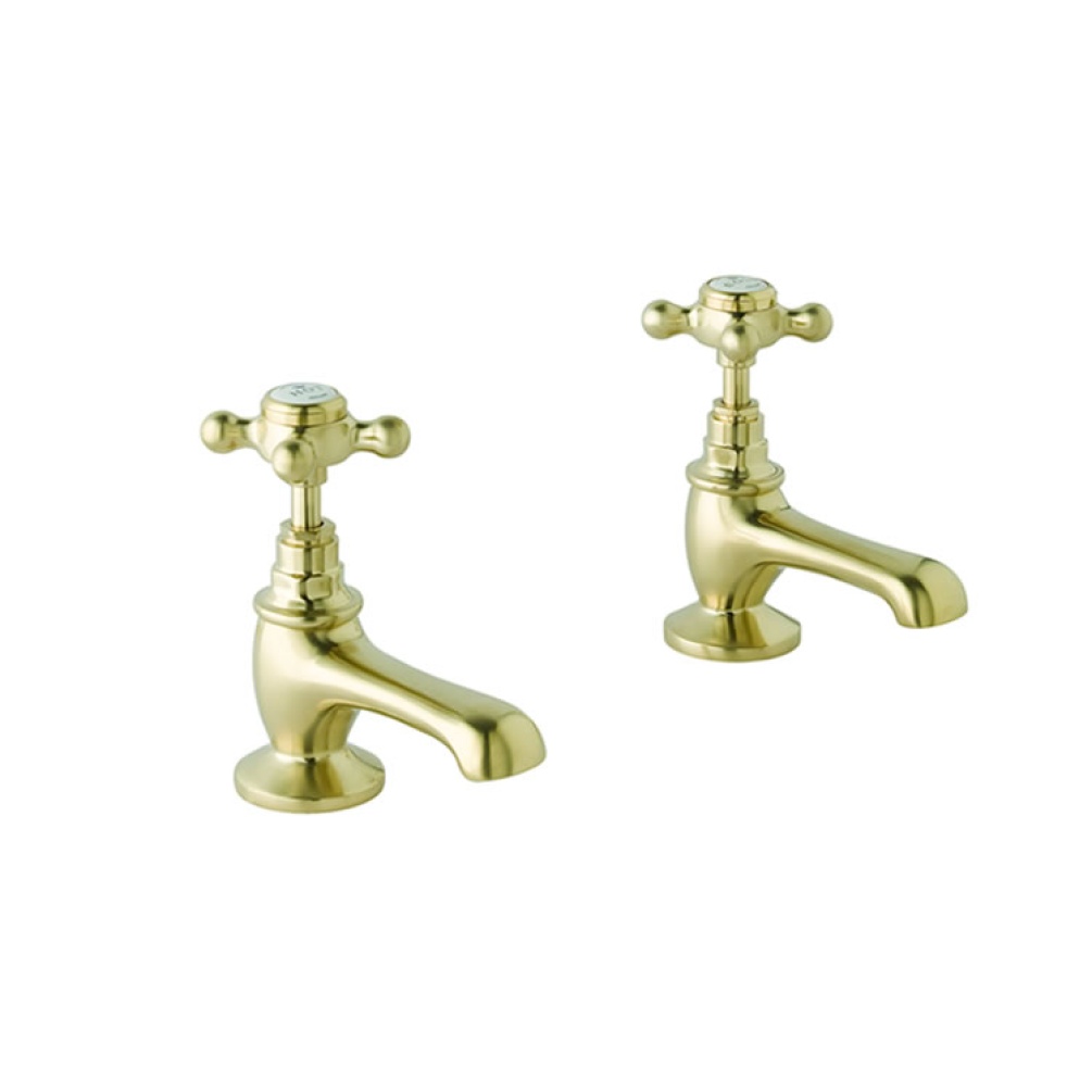 Photo of BC Sanitan Brushed Gold Crosshead Basin Pillar Taps