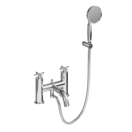 Product Cut out image of the Burlington Riviera Chrome Bath Shower Mixer with Handset & Hose