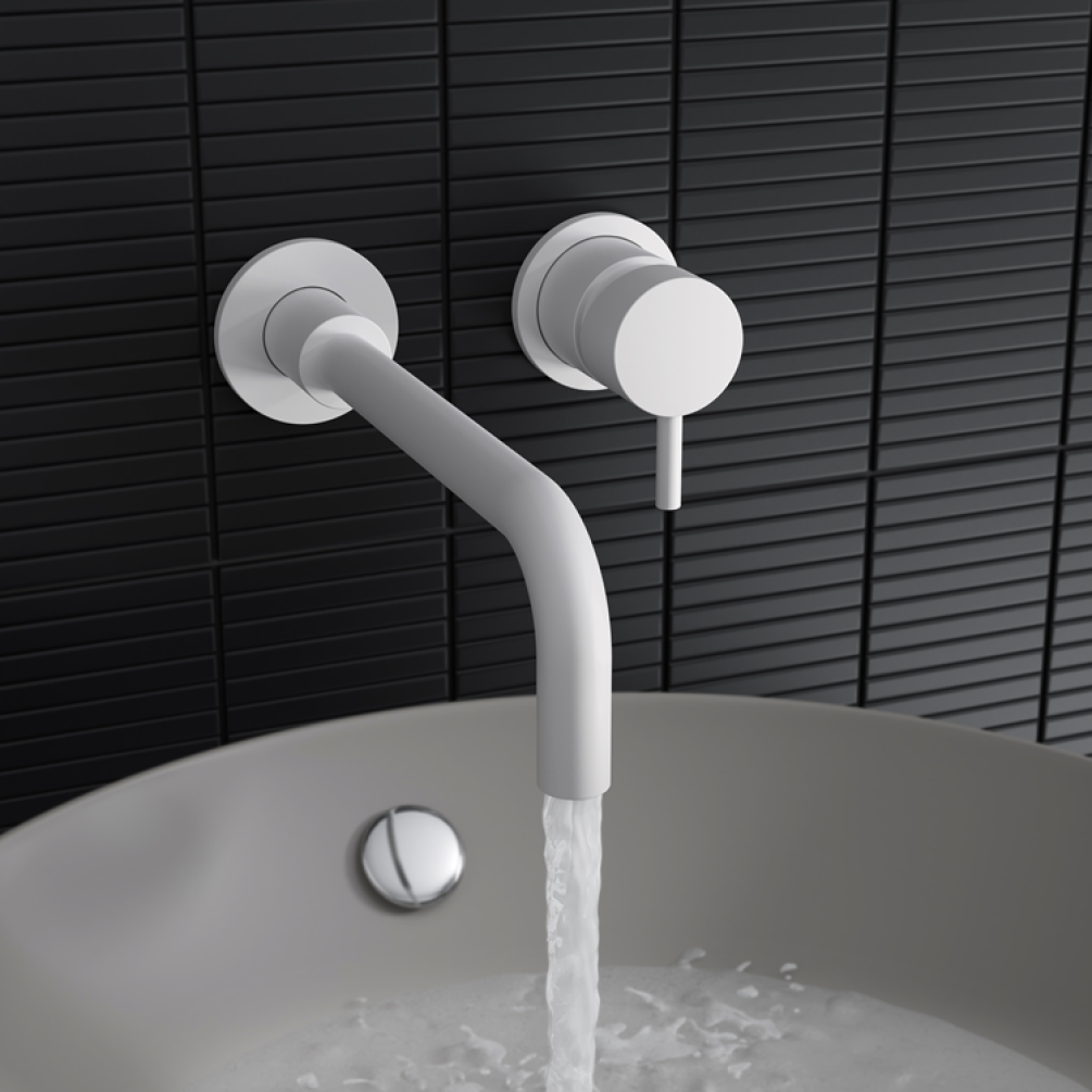 Lifestyle Photo of Crosswater MPRO Matt White Basin 2 Hole Set