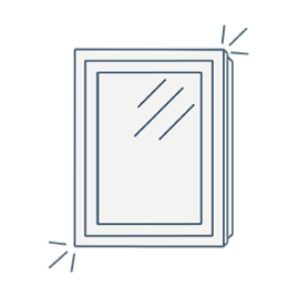 iconography image of a bathroom mirror with lighting/illumination
