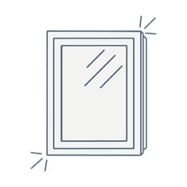 iconography image of a bathroom mirror with lighting/illumination