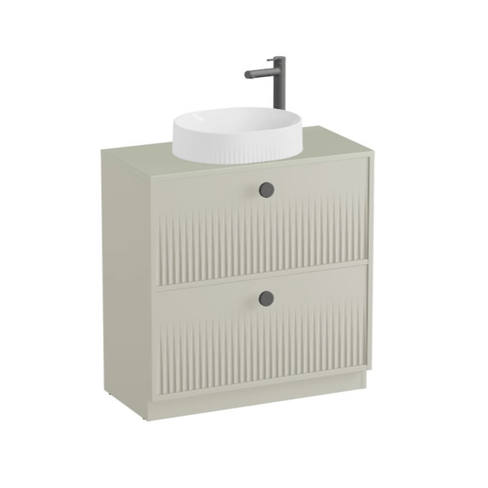 Vado Safari Fluted 800mm Cashmere Floorstanding Vanity Unit & Worktop