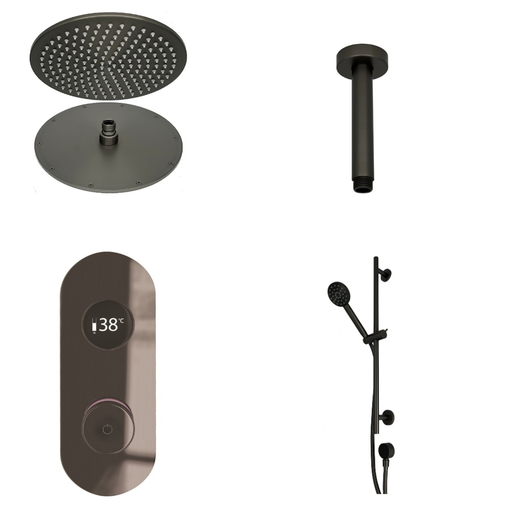 Ted Togo Gunmetal Grey Oval Valve Ceiling Arm Cut Out