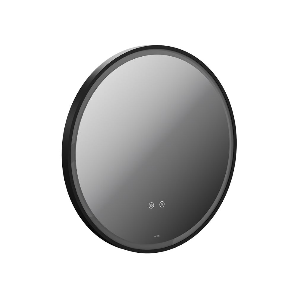 Cut out image of Vado Cameo 600mm Illuminated Round Matt Black Mirror