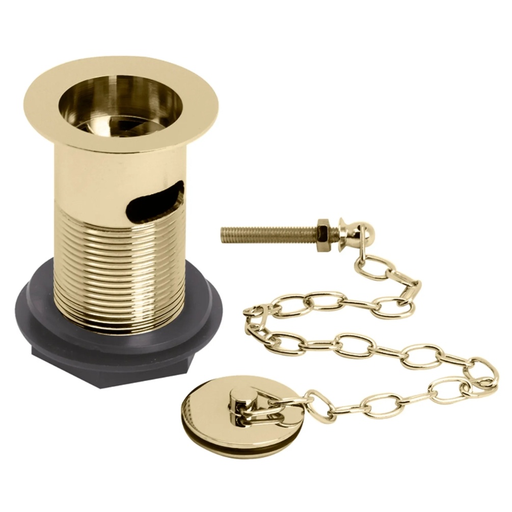 BC Designs Gold Plug and Chain Basin Waste Cut Out