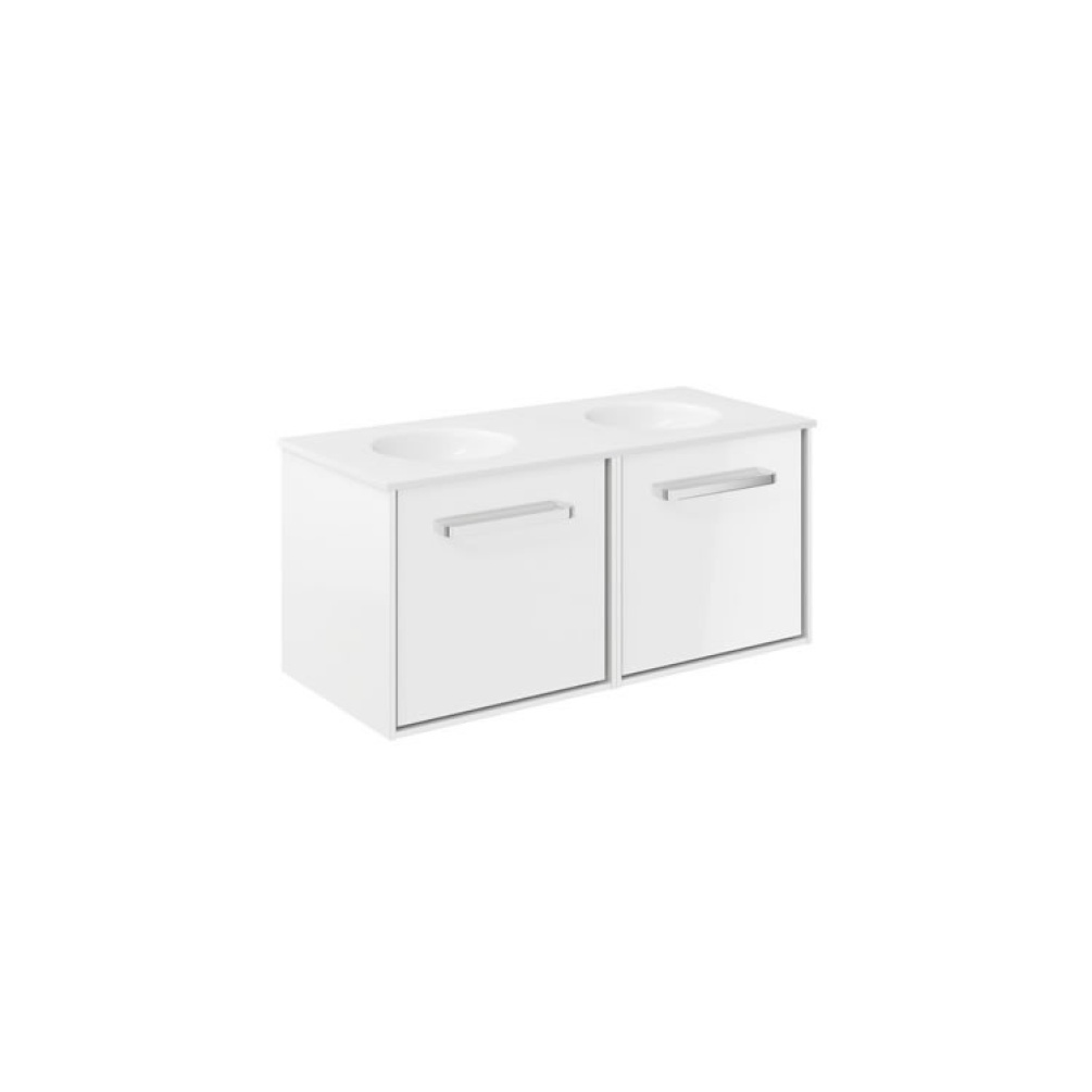 Cutout image of Crosswater Infinity 1000mm White Gloss Wall-Hung Vanity Unit & Double Basin