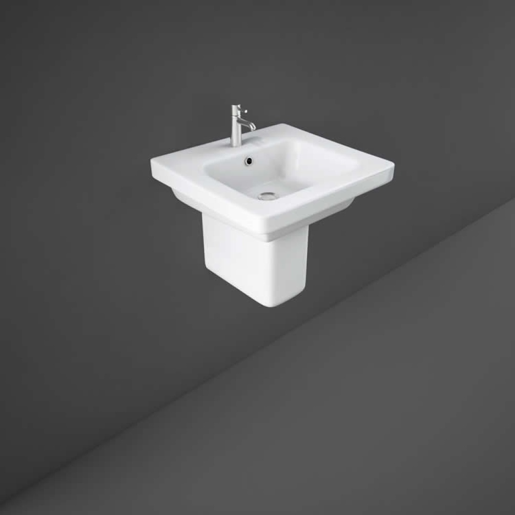 Rak Resort 500mm Single Tap Hole Basin and Semi Pedestal - Image 1