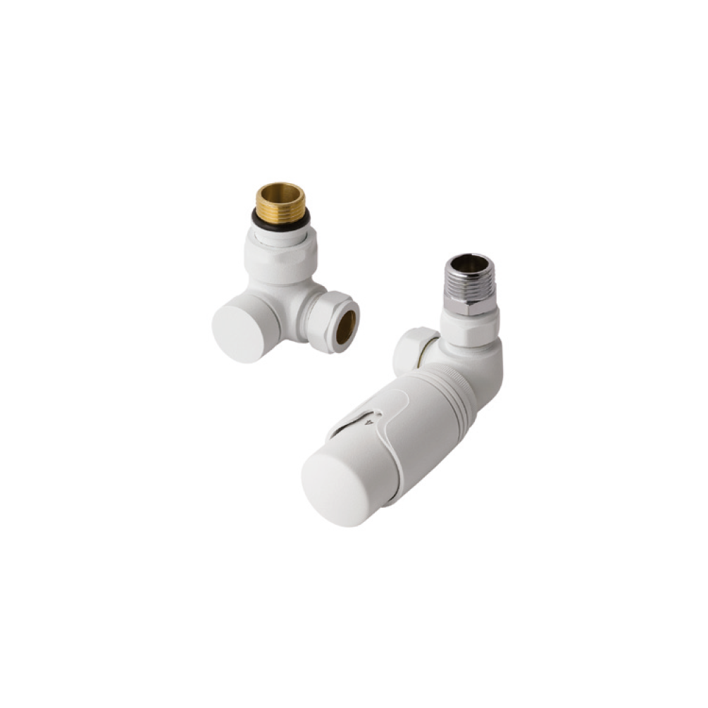 Photo of Eastbrook Matt White Corner Thermostatic Radiator Valves