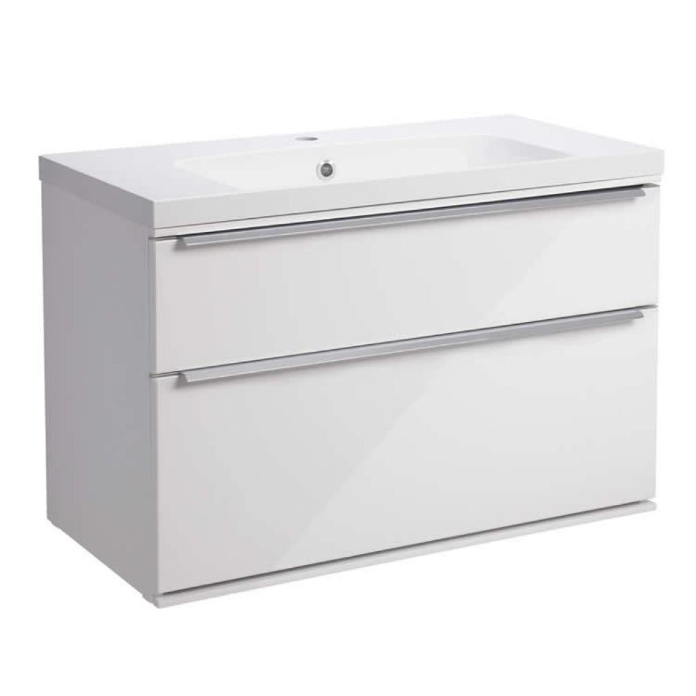 Roper Rhodes Scheme 800mm Gloss White Wall Mounted Vanity Unit and Basin