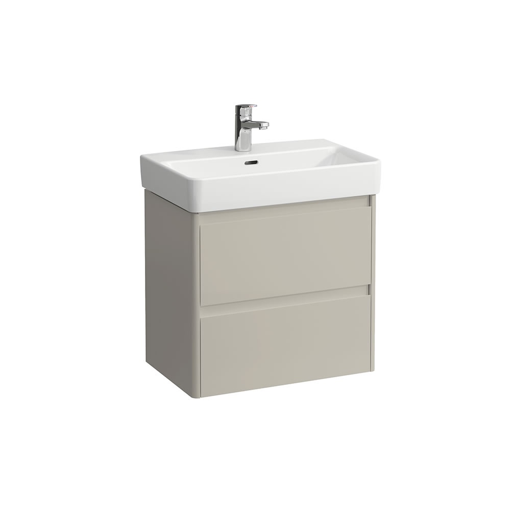 Cutout image of Laufen Base 2.0 Grey White 600mm Wall-Hung Vanity Unit & Basin