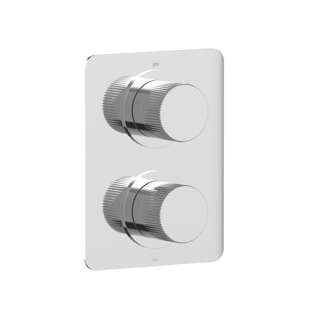 Vado Safari Leverless Fluted Chrome Thermostatic Shower Valve - 2 Outlet 2 Handle