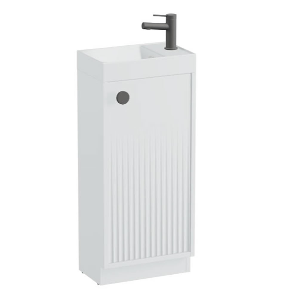 Vado Safari Fluted 400mm Arctic White Floor Mounted Cloakroom Vanity Unit & Arctic Basin