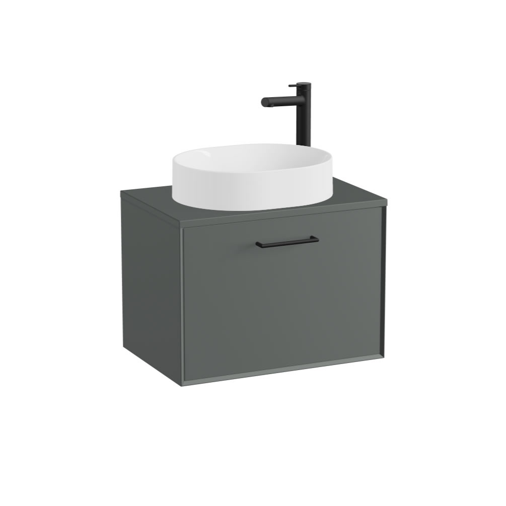 Vado Safari Smooth 600mm Charcoal Grey Wall Hung Vanity Unit & Worktop