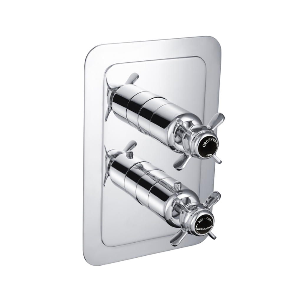 Photo of JTP Grosvenor Pinch Chrome Single Outlet Thermostatic Shower Valve - Black Indices Cutout