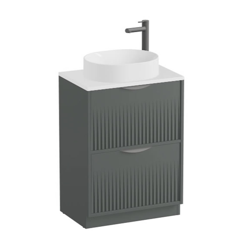 Vado Safari Fluted 600mm Charcoal Grey Floorstanding Vanity Unit & Gloss Worktop