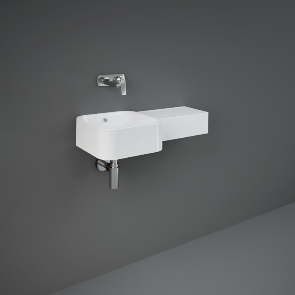 Photo of RAK Petit Square Wall Mounted Wash Basin with Right Ledge