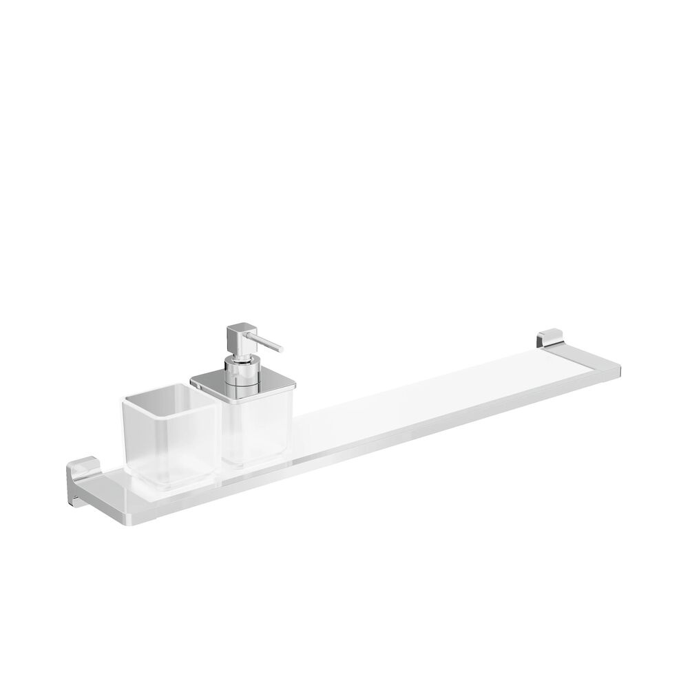 Crosswater Rotar 600mm Chrome Shelf, Soap Dispenser & Tumbler Holder - Left Hand