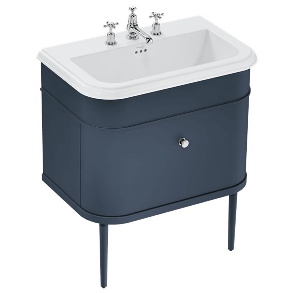Burlington Chalfont 750mm Ceramic Basin With Blue Vanity Unit & Legs