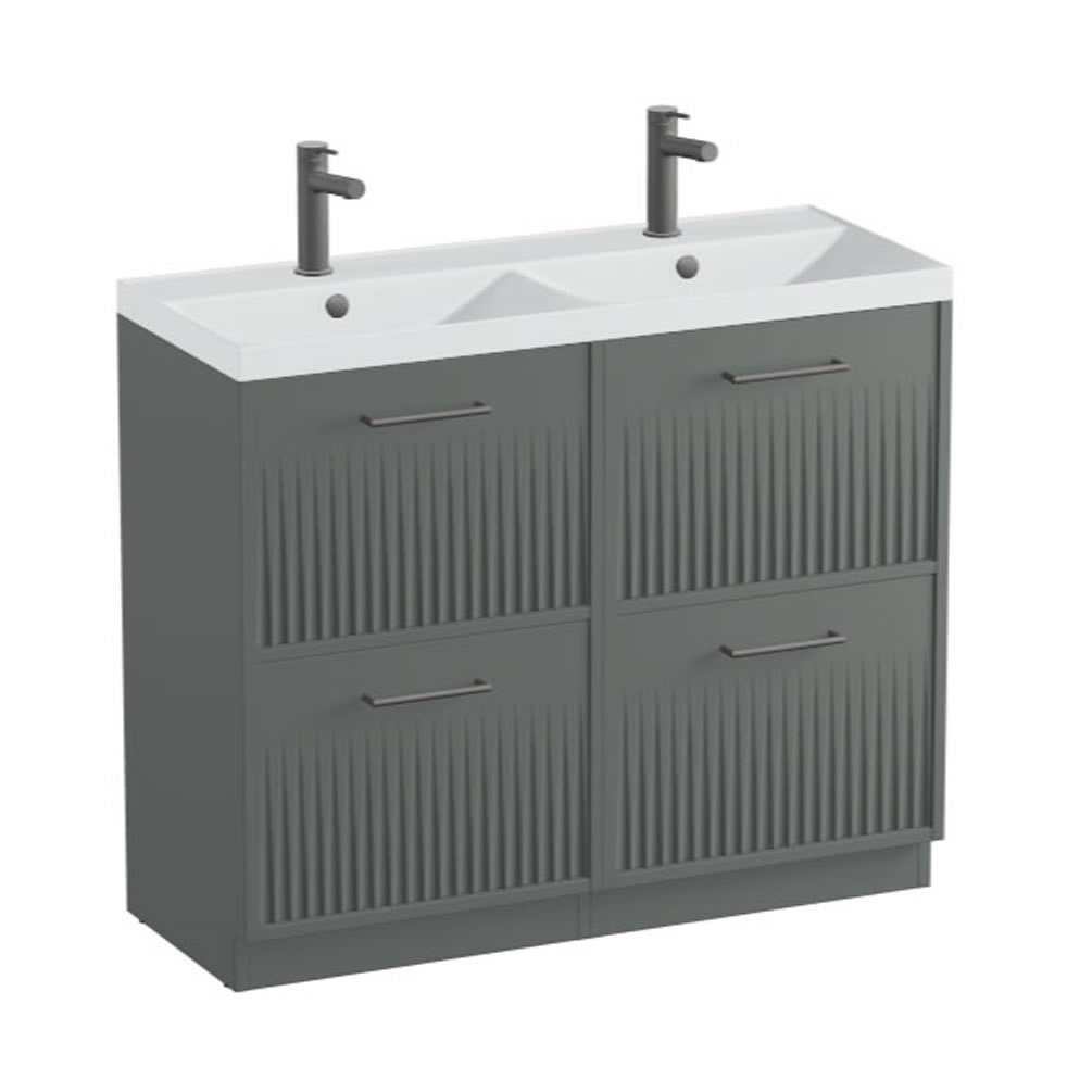 Vado Safari Fluted 1200mm Sage Green Floorstanding Vanity Unit & Arctic White Basin