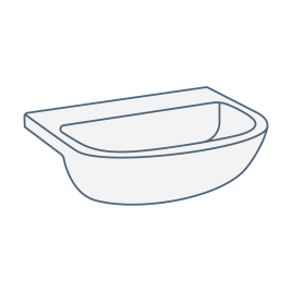 iconography image of a curved or d-shaped bathroom sink / basin