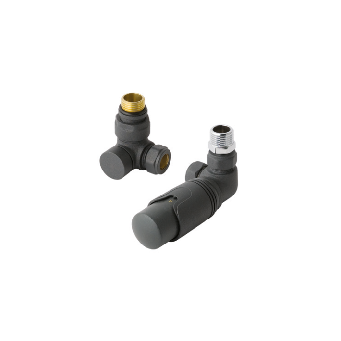 Eastbrook Matt Anthracite Corner Thermostatic Radiator Valves