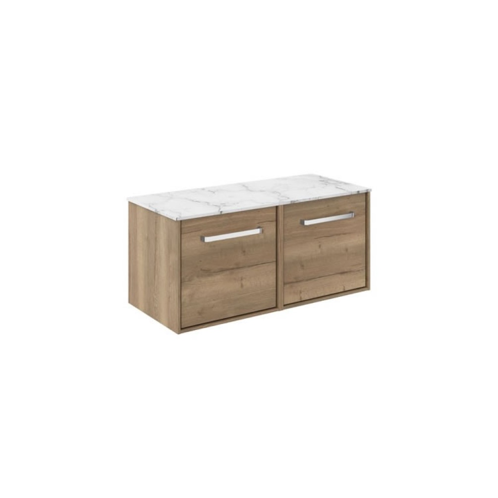 Cutout image of Crosswater Infinity 1000mm Windsor Oak Vanity Unit & Carrara Marble Worktop