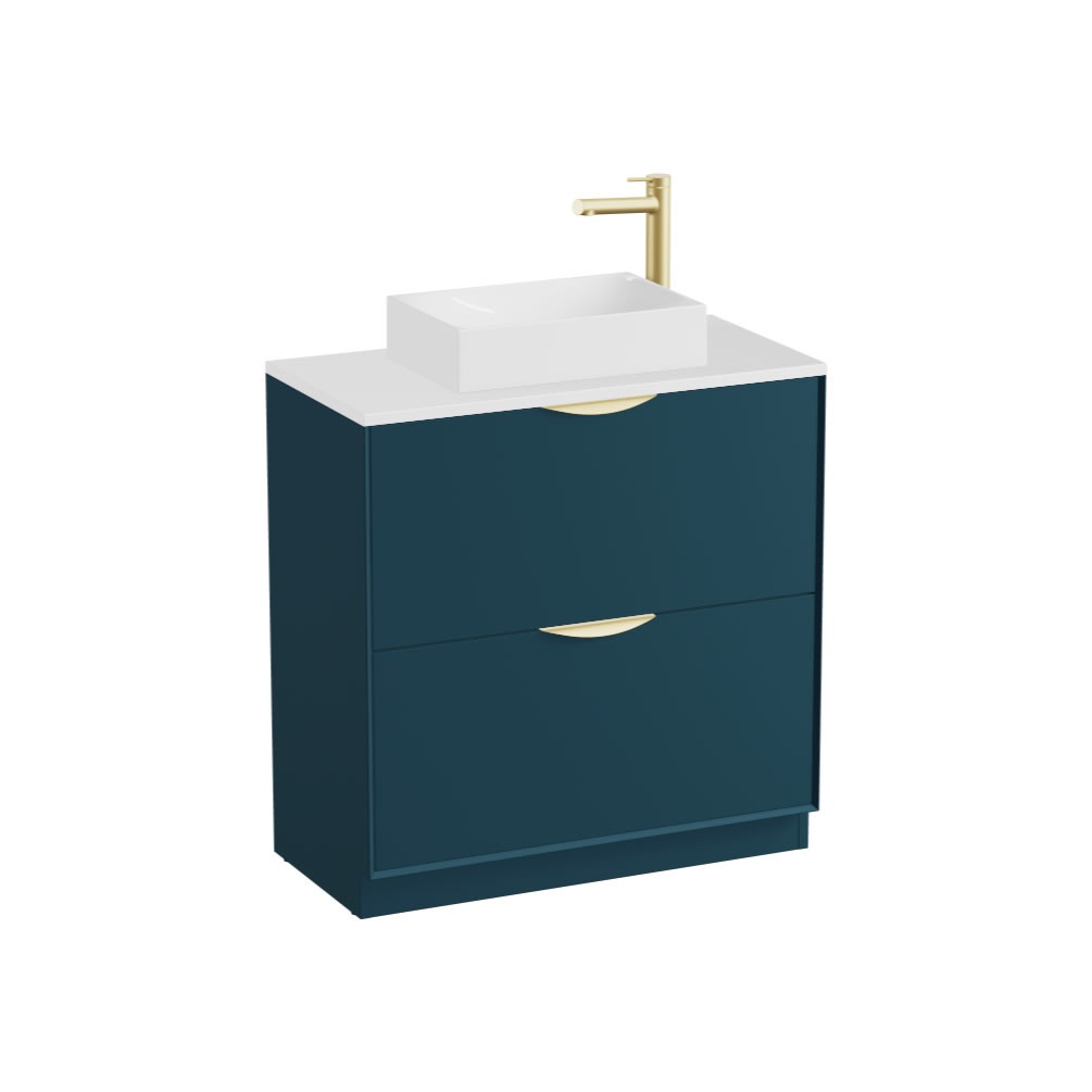 Vado Safari Smooth 800mm Atlantic Blue Floorstanding Vanity Unit & Gloss White Worktop