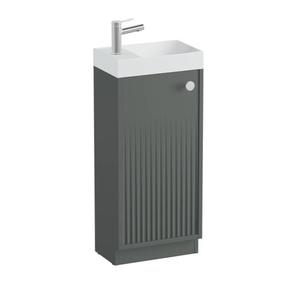 Vado Safari Fluted 400mm Charcoal Grey Floor Mounted Vanity Unit & Arctic Basin