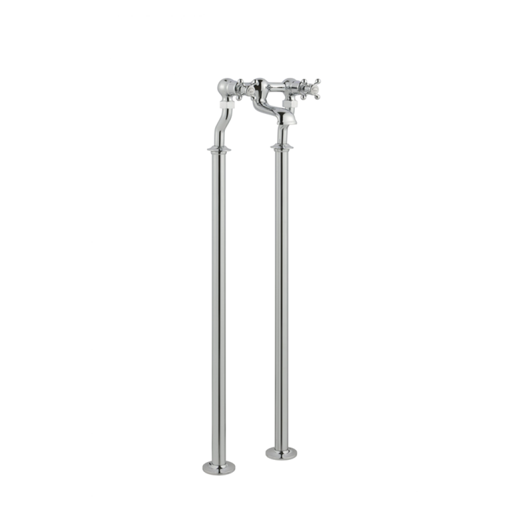 Photo of JTP Grosvenor Cross Chrome Floorstanding Bath Filler with Kit - White Indices