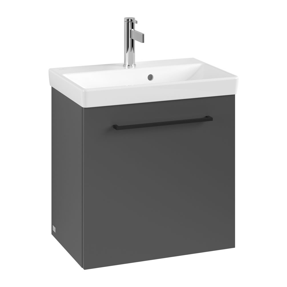 Cutout image of Villeroy & Boch Avento Graphite 550mm Wall-Hung Basin Vanity Unit black handle