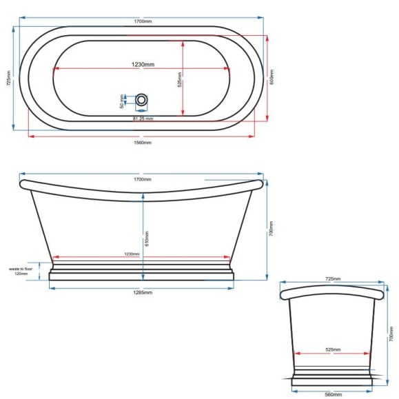 BC Designs 1700mm x 725mm Copper Freestanding Bath