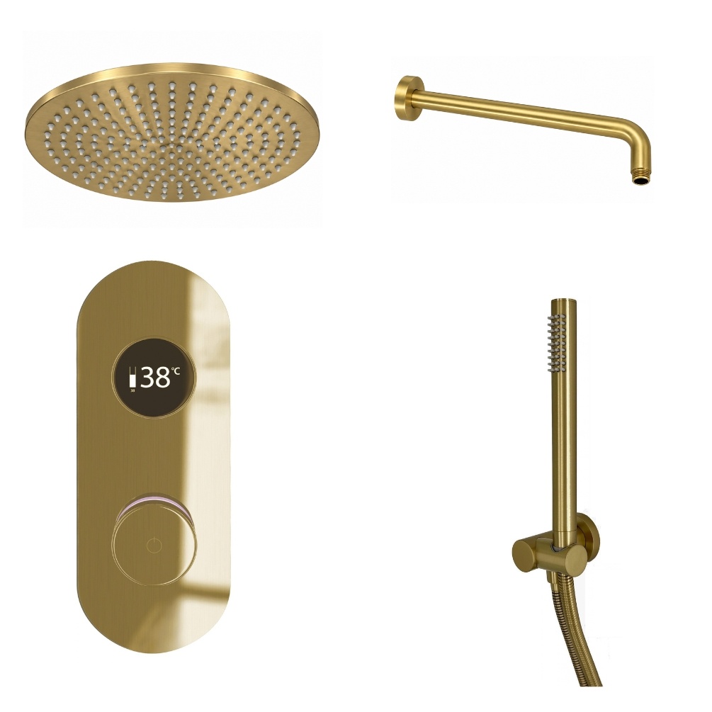 Ted Togo Brushed Brass Oval Valve Wall Arm Cut Out