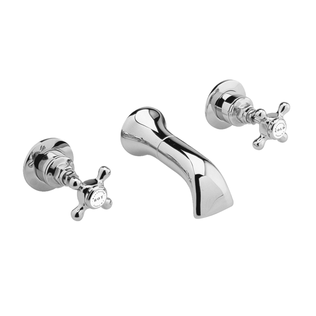 Photo of Bayswater Crosshead White & Chrome Wall Mounted Basin Filler