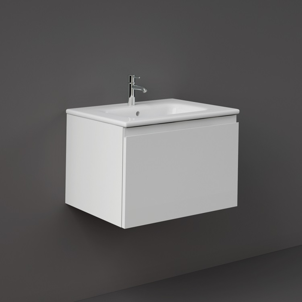Product cut out image of RAK Ceramics Joy Uno 610mm Wall Hung Vanity Unit and Basin Pure White UNOWH060PWH