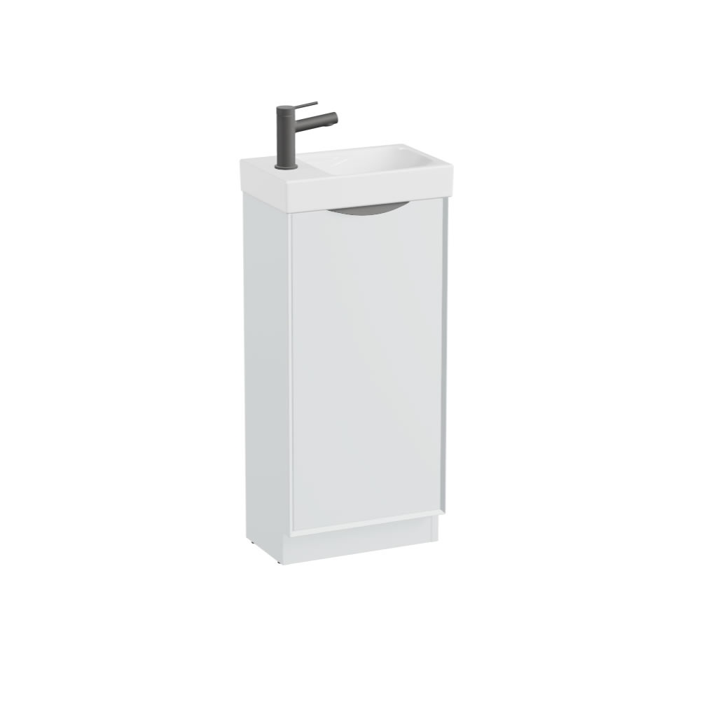 Vado Safari Smooth 400mm Arctic White Vanity Unit & Ceramic Basin - Right Pull